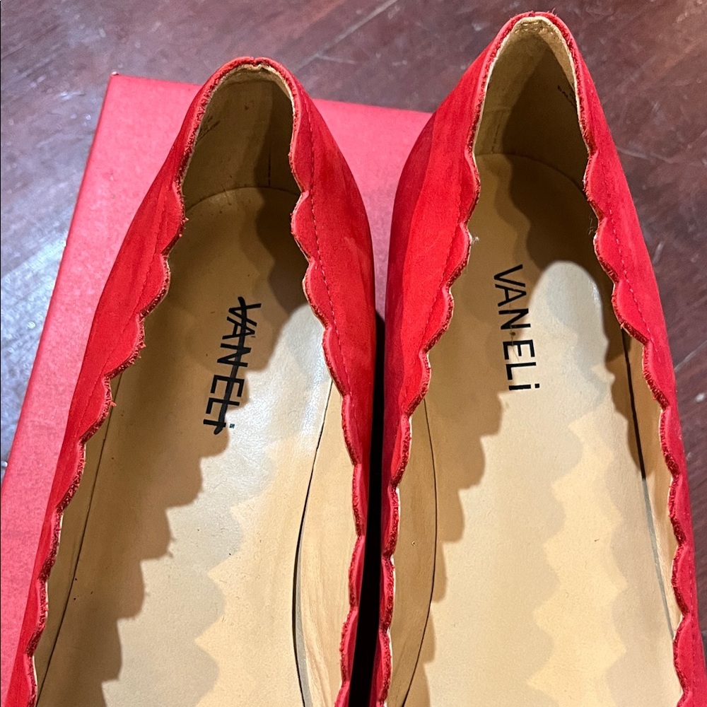 Vaneli Red Scalloped Flats - Picture 11 of 13